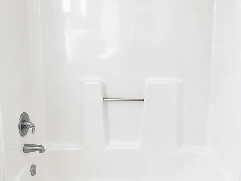 The same fiberglass unit after refinishing, clean even bright-white gloss, Outer Sunset, San Francisco